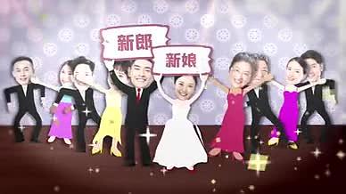 喜庆卡通人物婚礼浪漫舞会照片模板视频的预览图